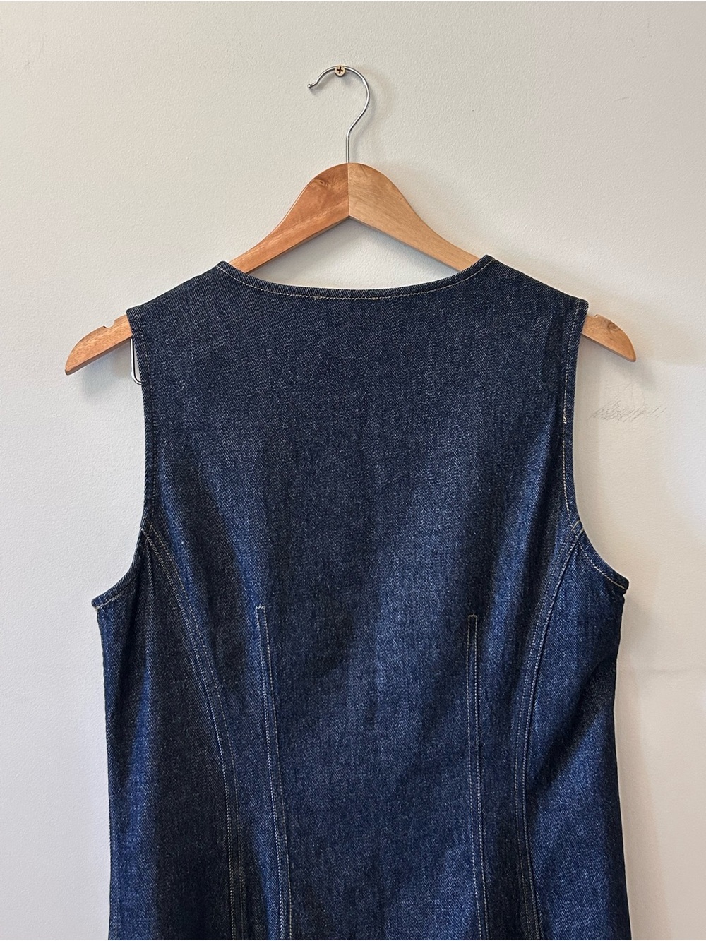 J.Crew Seamed Denim Mini Dress Tailored Sleeveless Snap Closure Women’s 8 - Picture 11 of 16